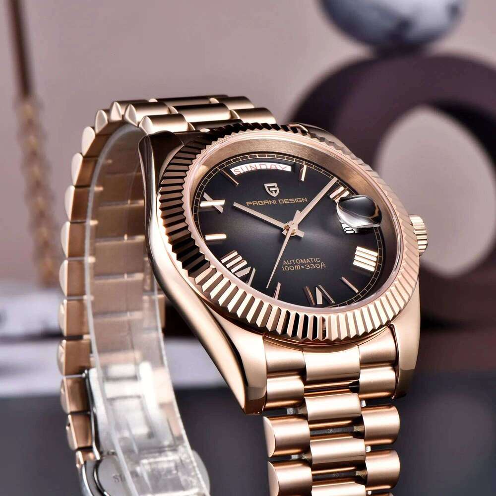 PAGANI DESIGN 2025 New Rose Gold DD40 Automatic Watch For NH36A Mechanical Wristwatch Men Stainless steel Waterproof free shipping