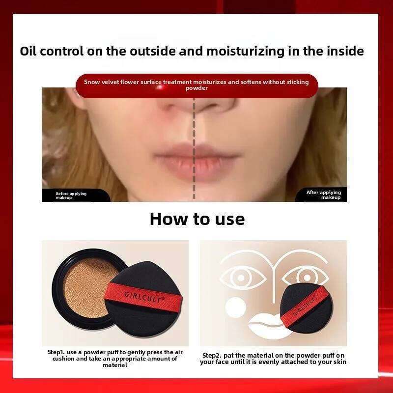 Girlcult Glitter Air Cushion Skin Liquid Foundation Concealer Oil Control Natural Makeup BB Cream Nude Moisturizing Pigment X250717