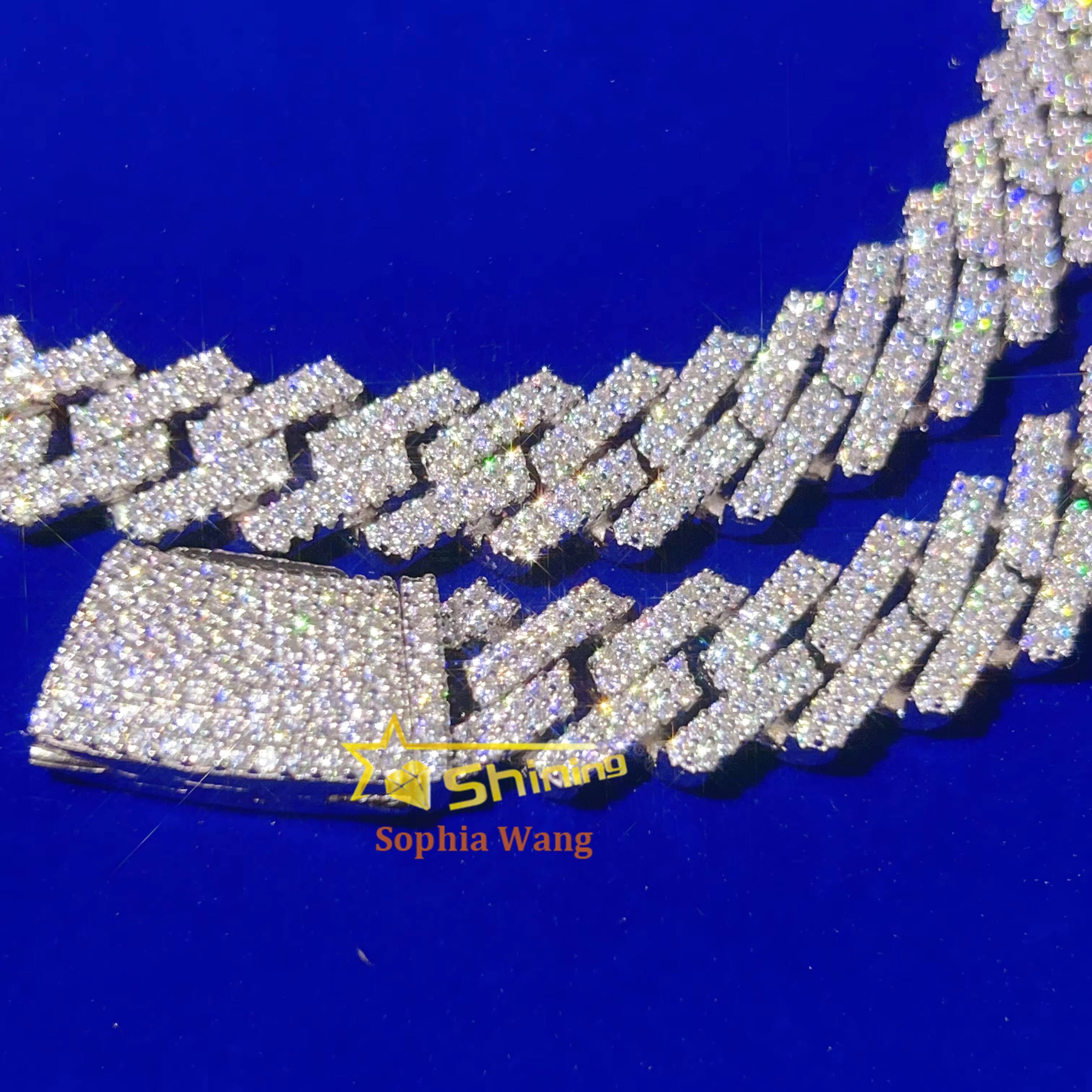 13mm Fine Jewelry Mens Hip Hop Necklaces Custom Fashion Silver S925 Iced Out VVS Moissanite Diamond Curb Cuban Link Chain