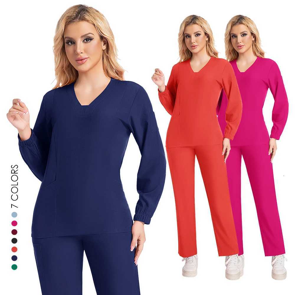 Nurse Uniform Woman Hospital Doctor Long Sleeve Medical Sweatshirt Nursing Pants Workshop Uniforms Beauty SPA Work Clothes New Z250718
