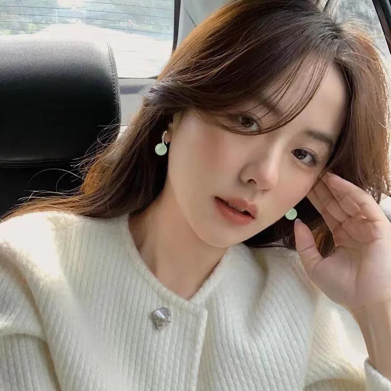 Senlissi- Retro 925 Sterling Silver Stud For women12mm Natural an Jade Earrings 18k Earrings Fine Pearl Jewelry Gifts 250712