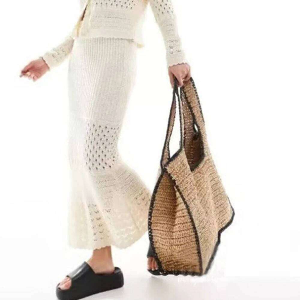 Large Capacity Straw Tote for Women Designer Bags Summer Woven Shoulder Vacation Travel Beach Bag Handbag Shopper Purse