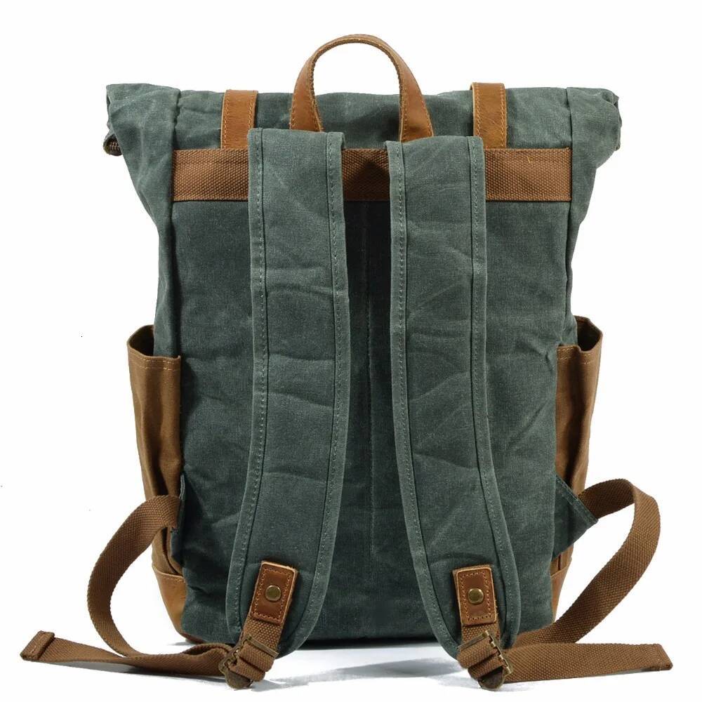 new waxed Canvas for Men school Bag laptop vintage Backpack Women Rucksack Male Knapsack Bagpack mochila feminina 2020 high-quality