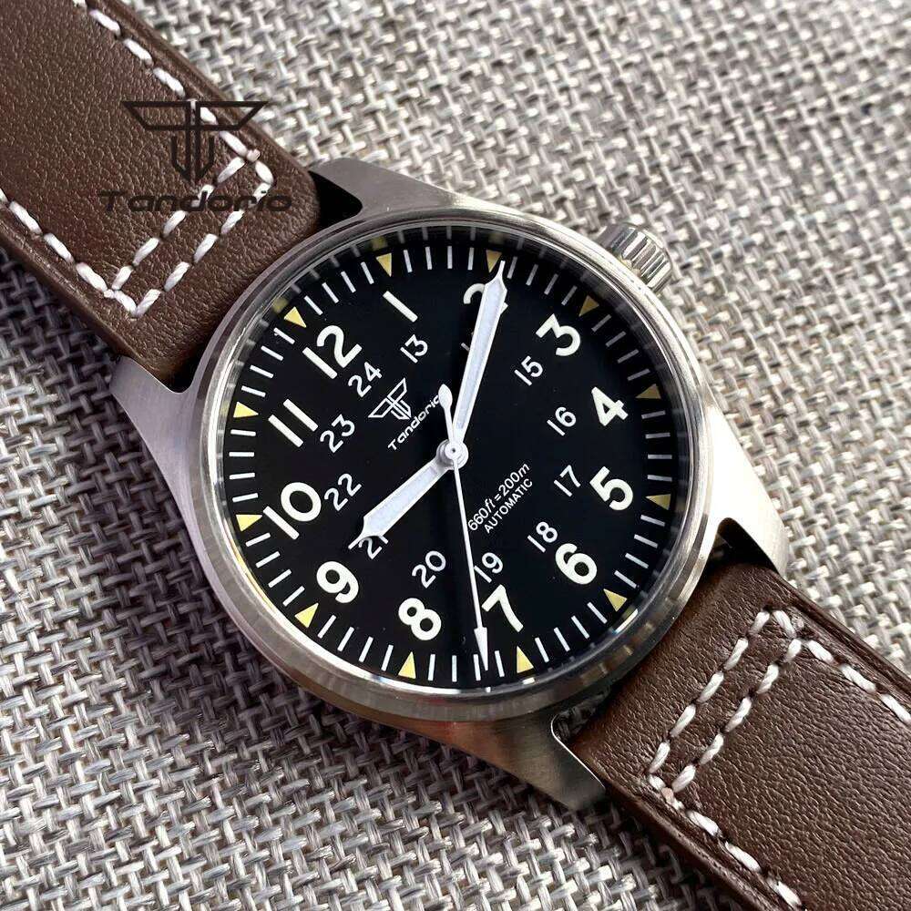Tandorio 39mm 20BAR Dive Pilot Men's Automatic Steel Watch NH35 Miyota 8215 PT5000 Mechanical AR Sapphire Wristwatch Green Lume free shipping