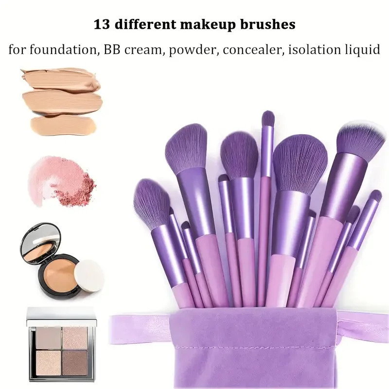 13PCS Makeup Brushes Set Eyeshadow Foundation Highlighter Blush Concealer Female Soft Beauty Tool Puff Sponges Thumb 250716
