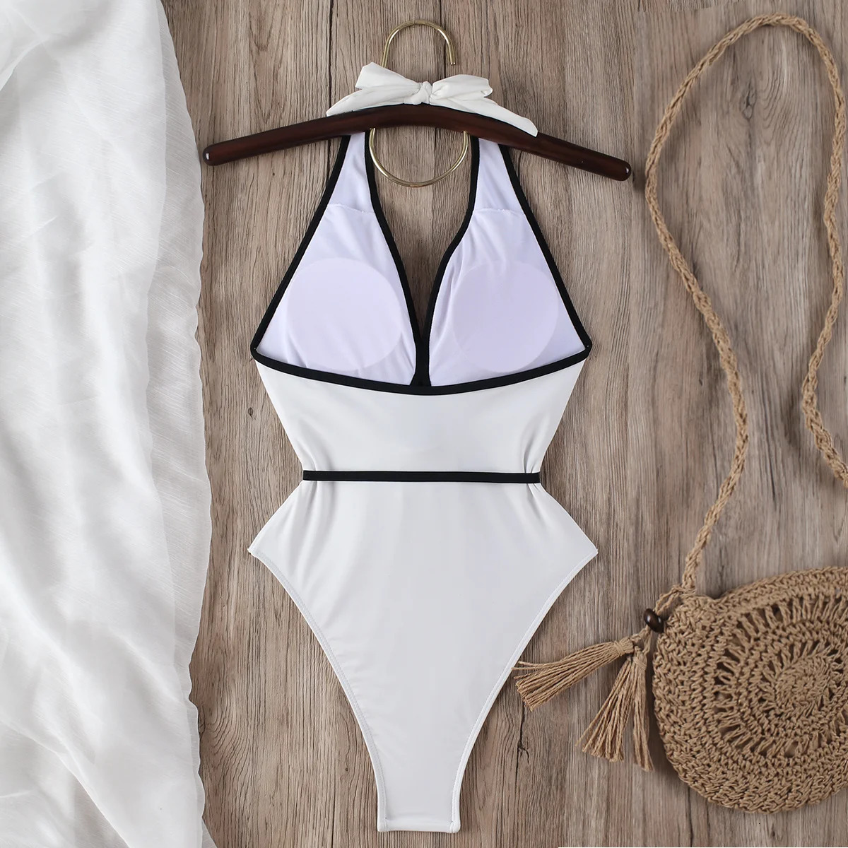 Floral One Piece Swimsuit Halter Bandage Swimwear Women Swimsuit Bathing Suit Beachwear Monokini Female Swimming Suits 250718