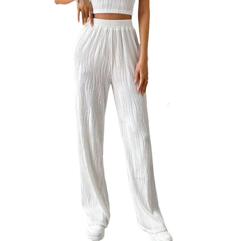 Autumn New Fashion OL Striped Straight Casual Long Pants High Waist Elegant Slimming Women's Trousers B5