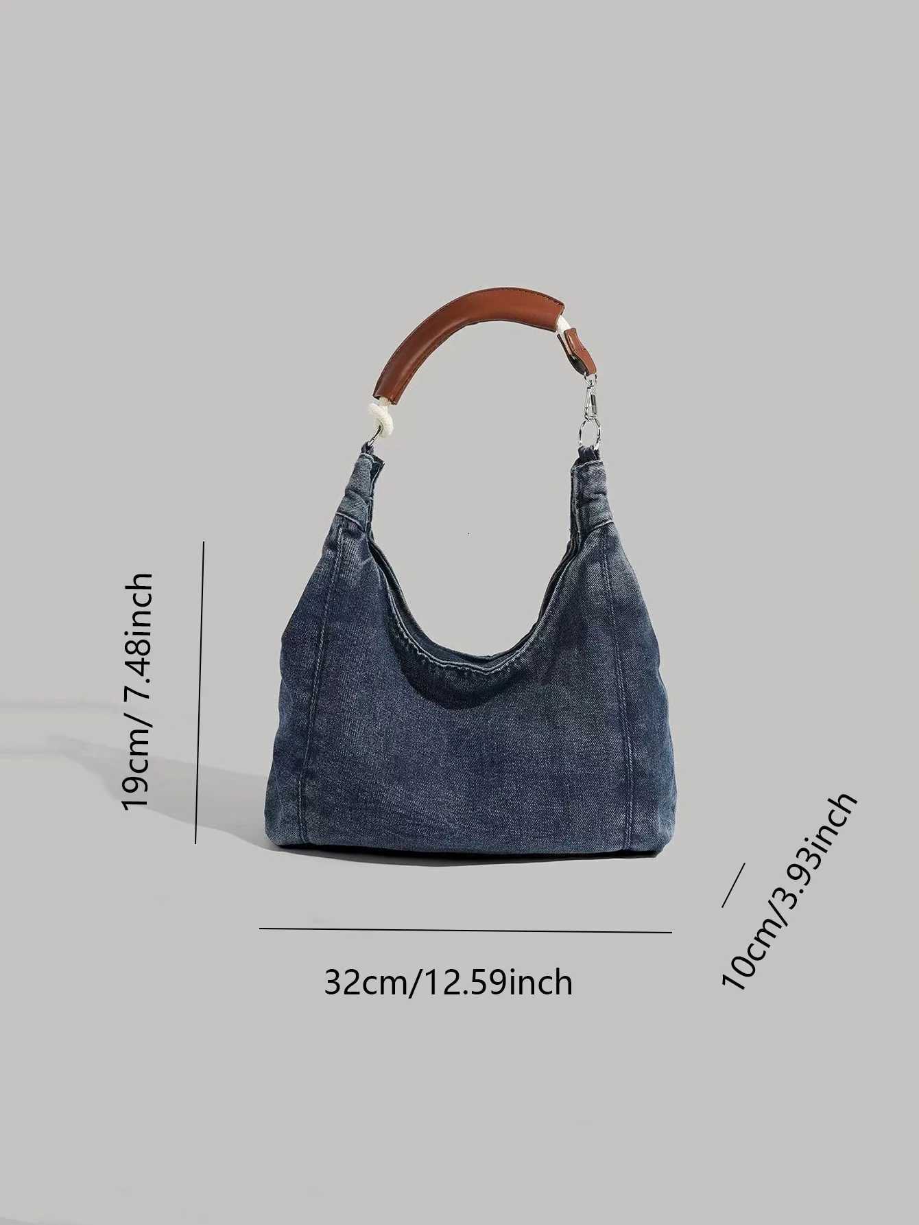 FAshionable texture denim blue tote bag for women 2025 summer new item niche casual commuting underarm bag spicy girl style R250717