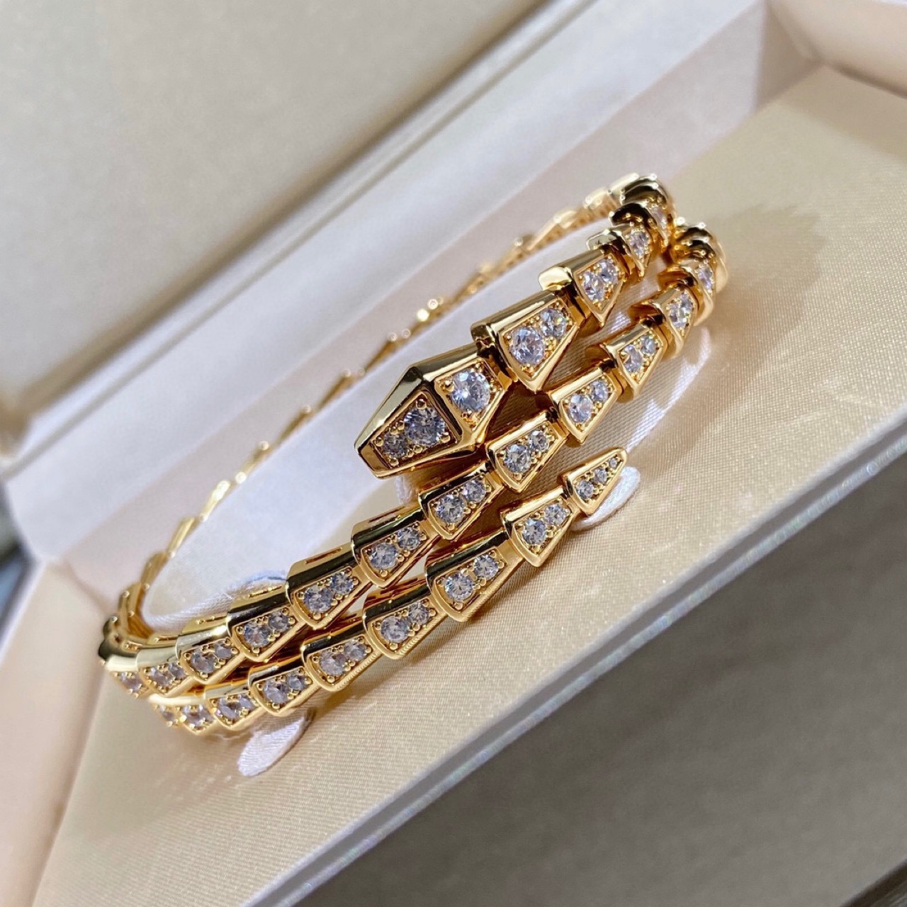 Customization 18K White Gold Plated Moissanite Diamond 925 Silver Three Rounds Encrusted Snake Bracelet Luxury Bracelet