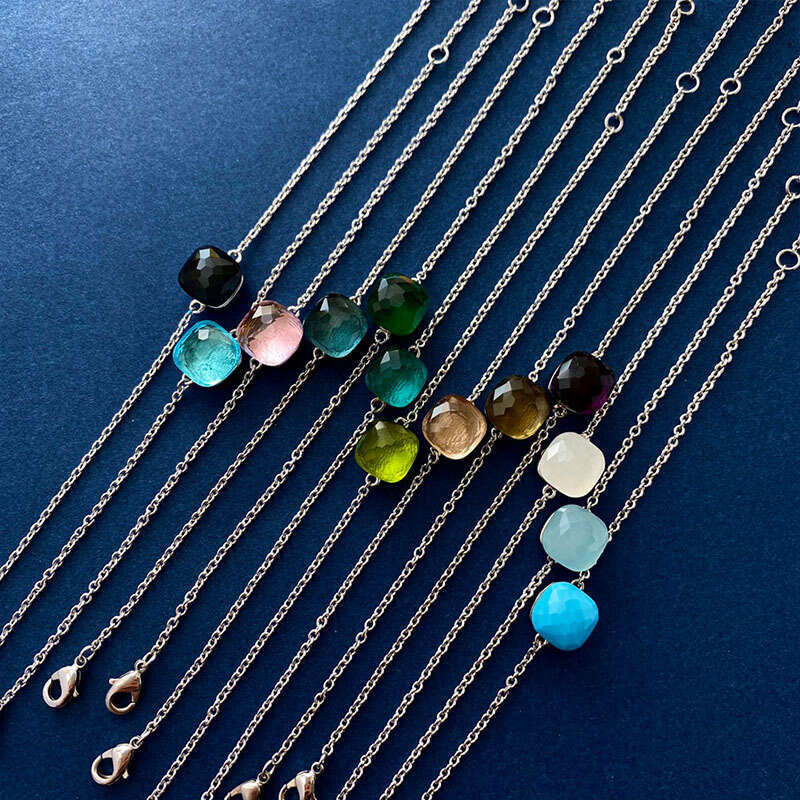 Korean Minimalist INS Style Candy Color Multi-Faceted Crystal Bracelet for Women Personalized Design Hand Jewelry Gift