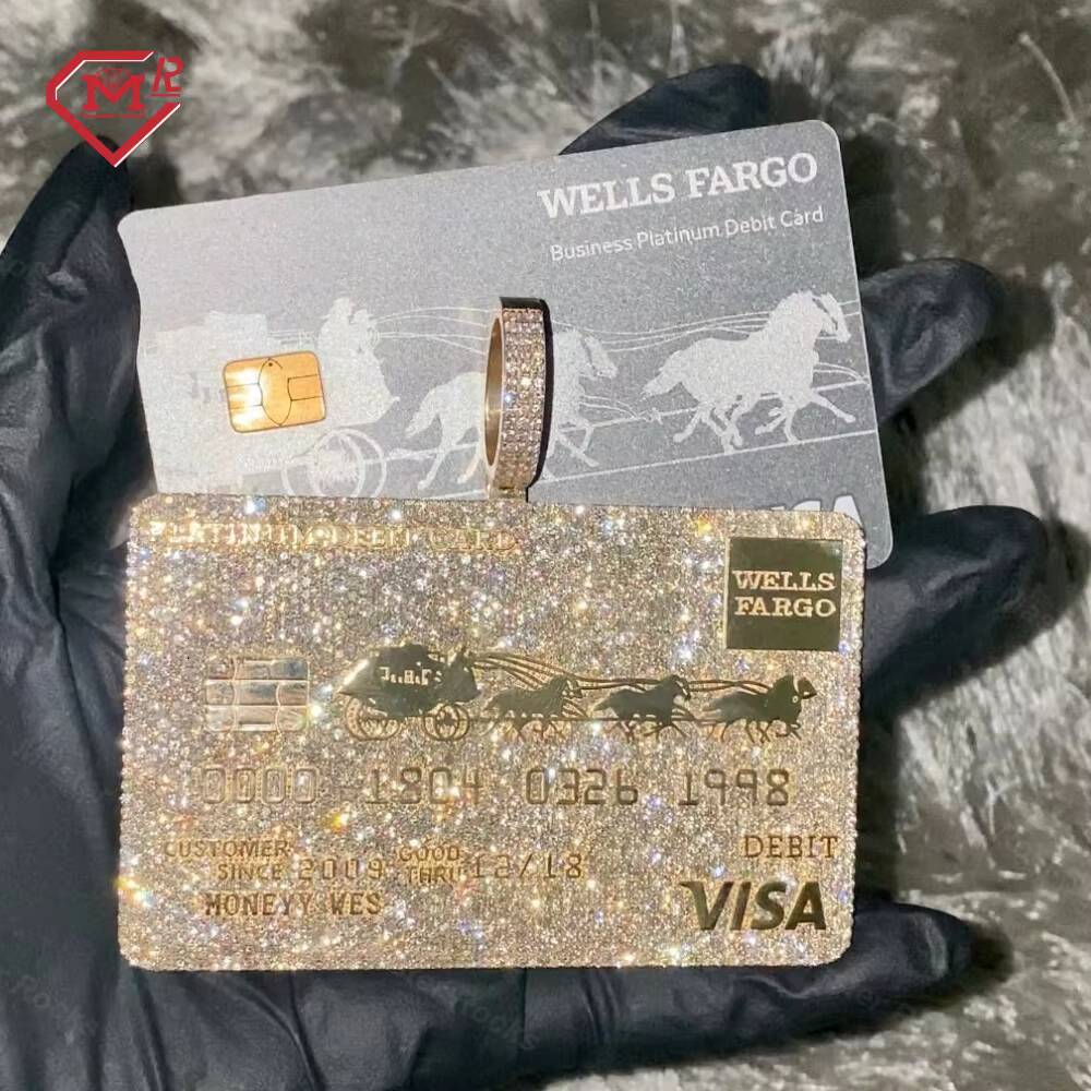 Hip Hop Custom Moissanite Pendant Credit Card Rapper 925 Silver Vvs Iced Out Diamond Moissanite Pendant