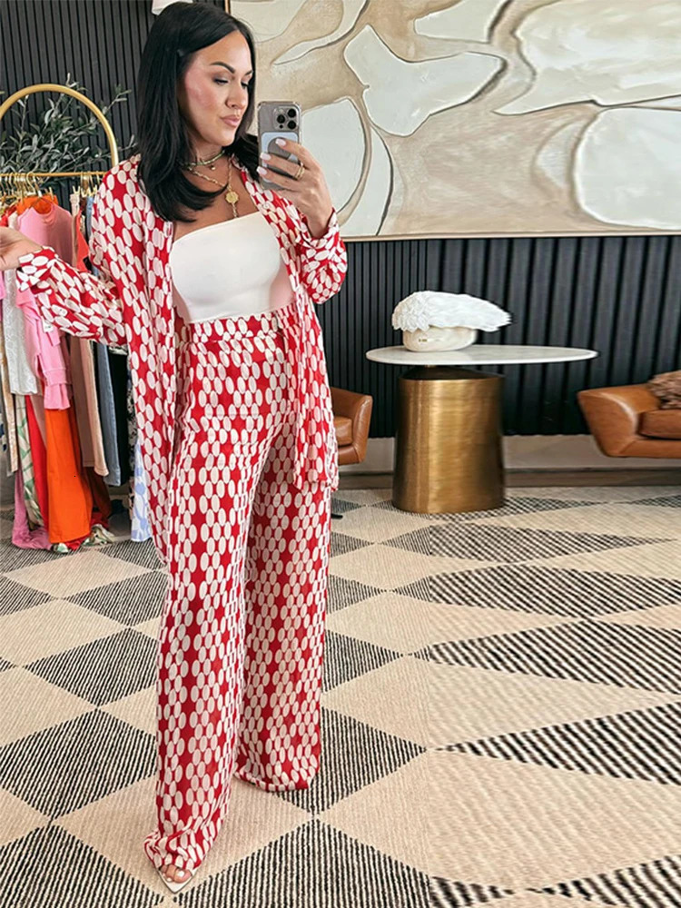 Women Blouse Pant 2 Pcs Sets Casual Single Breasted Long Sleeve Female Suits 2025 Spring Summer Chic Lady Streetwear Outfits 250715