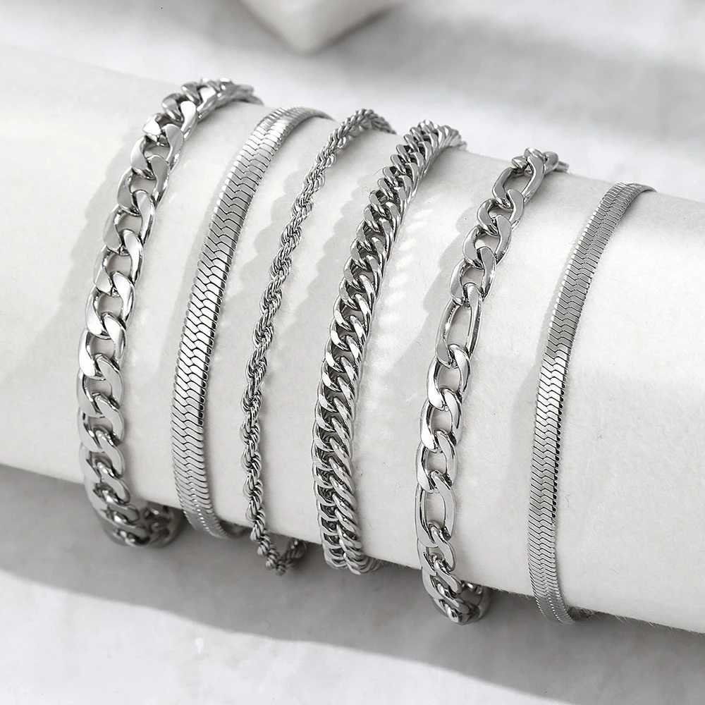 DOTIFI Stainless Steel Boho Chain Bracelets Set for Women Vintage Punk Gold Color Adjustable Cuban Link Bracelet Fashion Jewelry X2507181