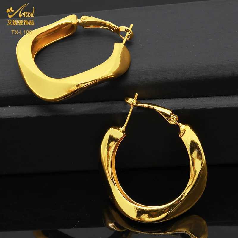 24K Gold Color Warped Geetry Necklace Earrings Set Indian Copper Jewelry Set For Women Two Piece Jewelry X250718