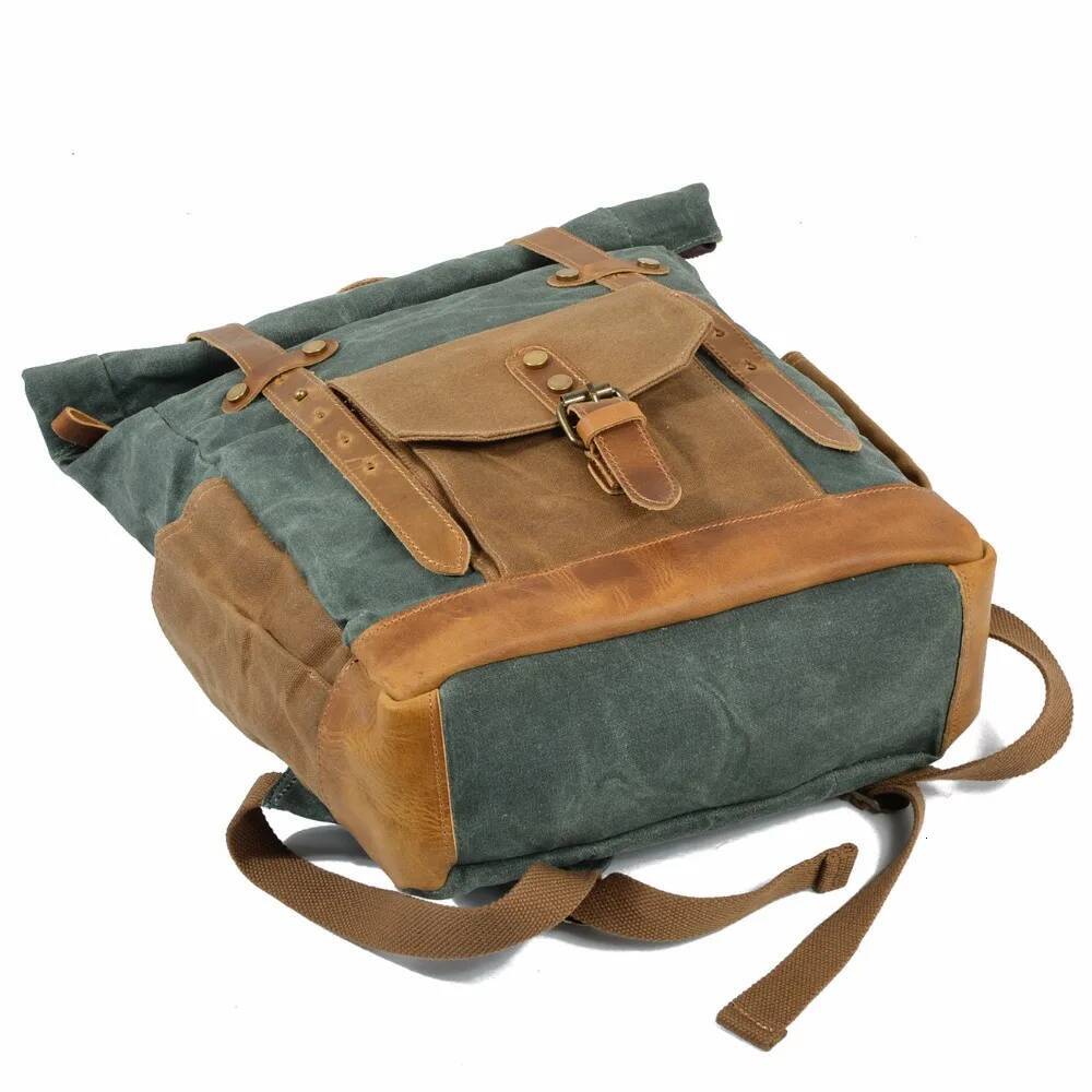new waxed Canvas for Men school Bag laptop vintage Backpack Women Rucksack Male Knapsack Bagpack mochila feminina 2020 high-quality