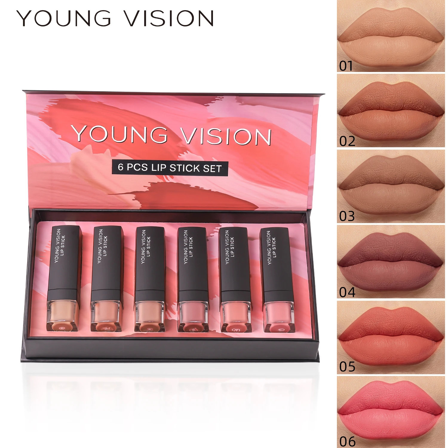 6 pcs /set matte lipstick gift box set non stick cup lipstick velvet moisturizing lipstick 250716