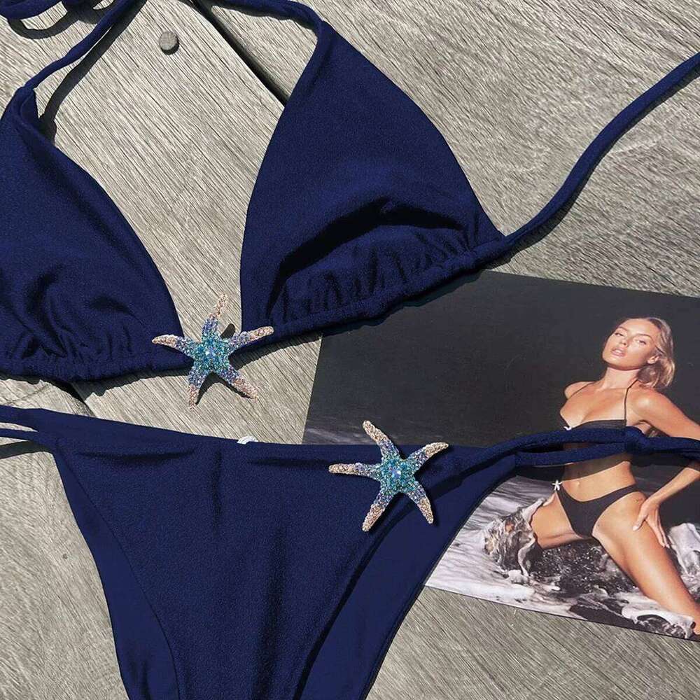 Sexy Bikini 2025 Swimsuit Women Swimwear Halter Bikinis Set Push Up Bathing Solid Swimming Suit Biquini Female