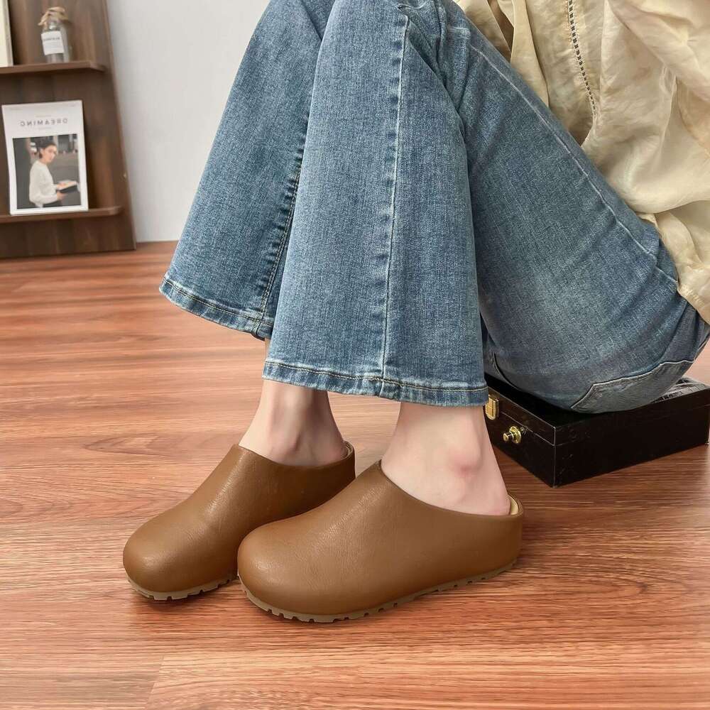 2025 Korean Version Boken Slippers for Women, Thick Sole, Height Increasing, Closed-Toe Sandals, Casual Style, Elegant Women's Shoes