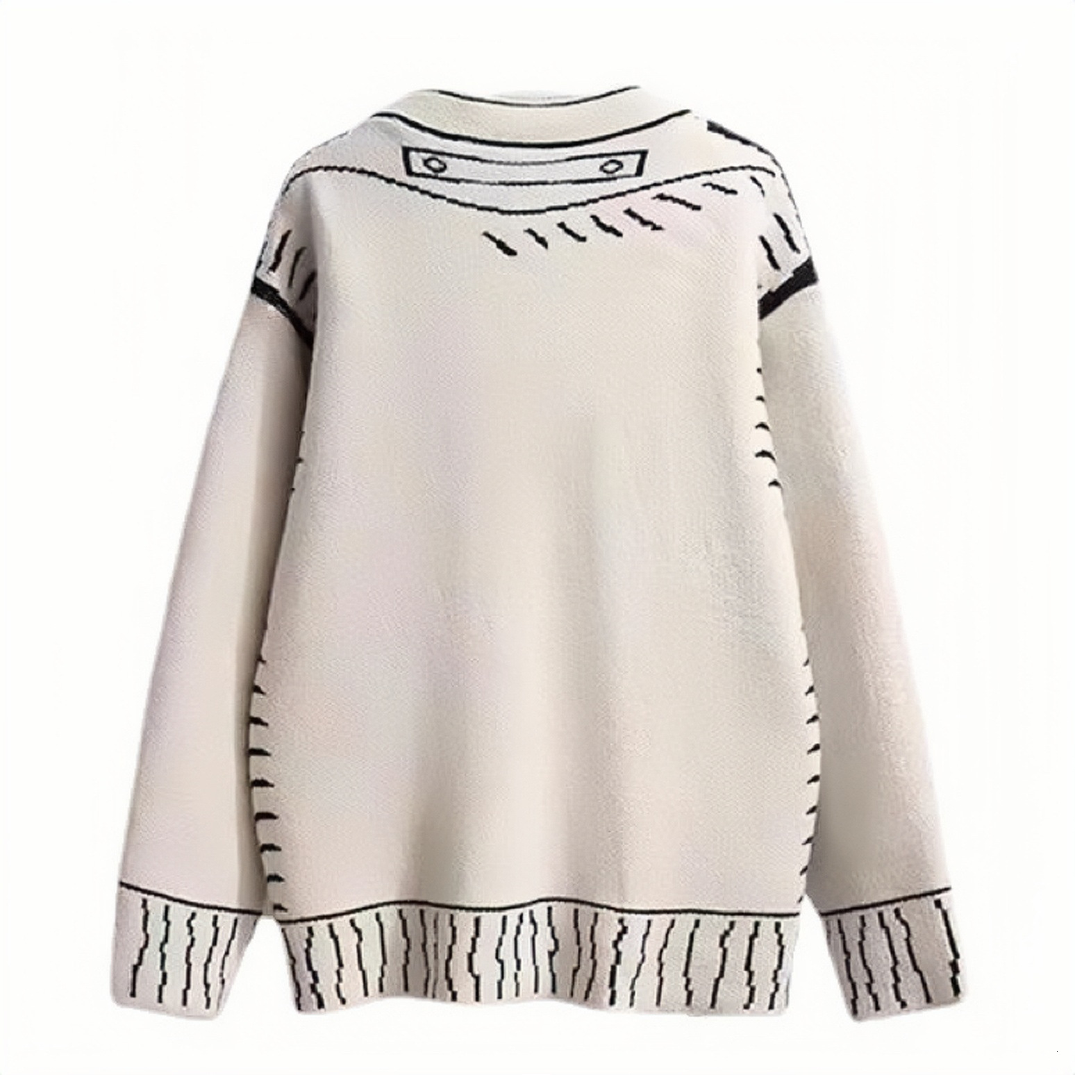 Maoning Autumn Winter Sweater Black and White Oversized Jacquard Loose Lazy Style Knitted Womens Cardigan 250718