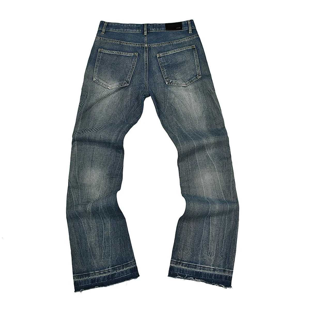 High Street Letter Embroidery Washed Blue Baggy Jeans for Men Straight Vintage Loose Casual Denim Pants Oversized Mens Clothing X250812