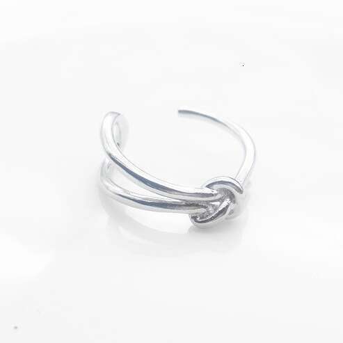 New Korean and Japanese Trend Double Layer Knotted Open Personality Simple Knot Design Gold Plated Ring Niche Jewelry