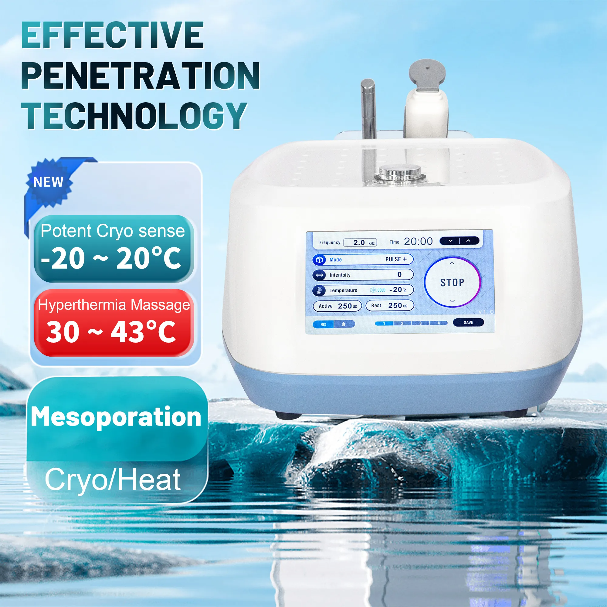 Professional New Dcool Portable Cool Hot Ems For Skin Tightening Anti Puffiness Facial Electroporation Machine Beauty Device