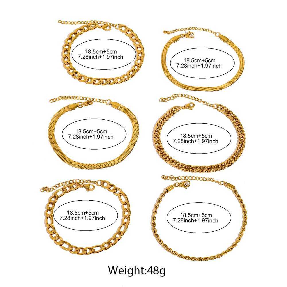 DOTIFI Stainless Steel Boho Chain Bracelets Set for Women Vintage Punk Gold Color Adjustable Cuban Link Bracelet Fashion Jewelry X2507181