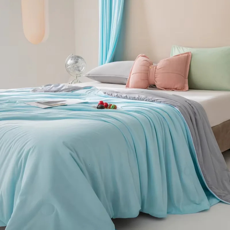 Air Conditioning Quilt for Summer Pure Color Ice Silk Cooling Blanket Lightweight and Soft Cold Quilt for Double/King Size 250717