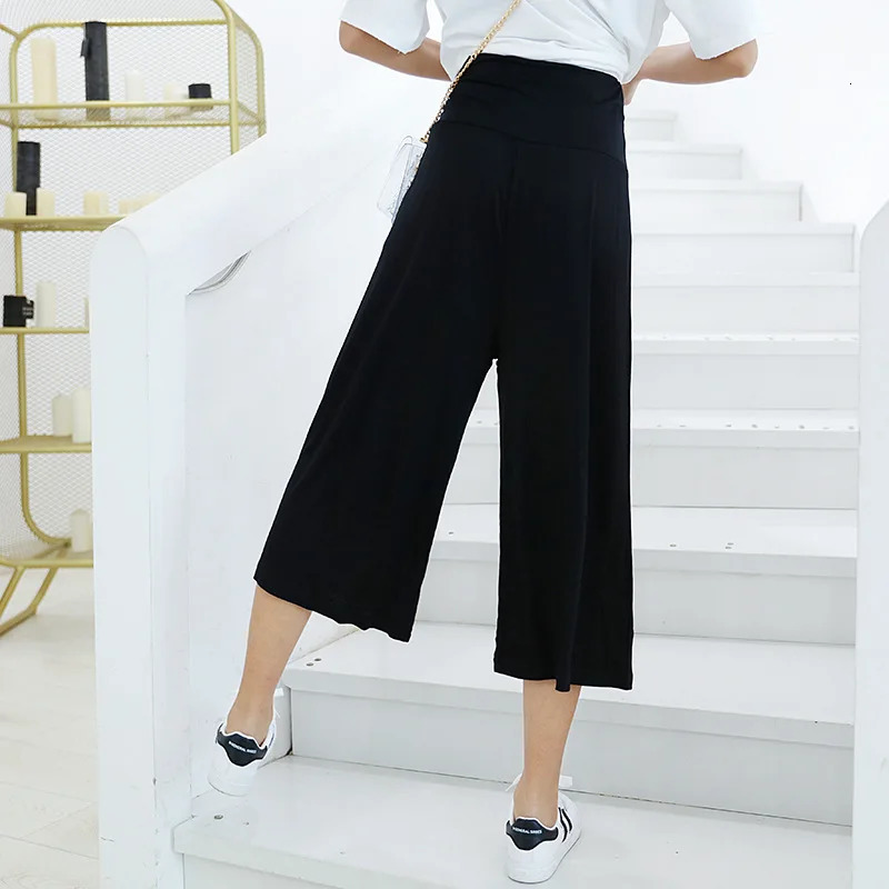 Spring Summer Modal Wide leg pants calf length Loose Casual yoga pant Plus size High Waist three quarter Trousers All match 250714