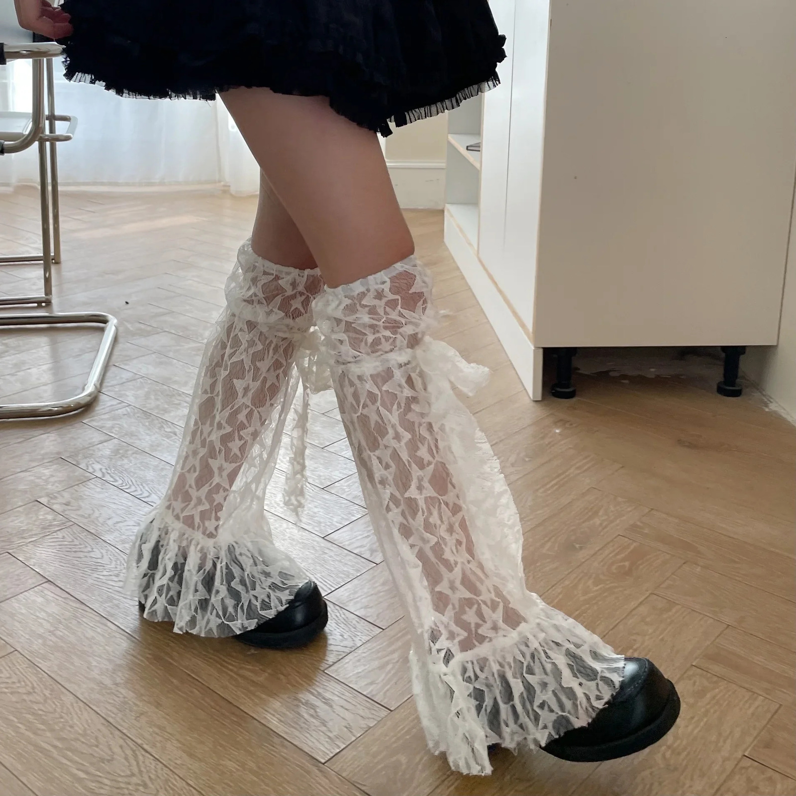 Y2k Sweet Lace Leg Cover Plush Star Lolita Love Cute Lace Summer Thin Stockings Leg Warmers Japanese JK Accessories Sock 250717