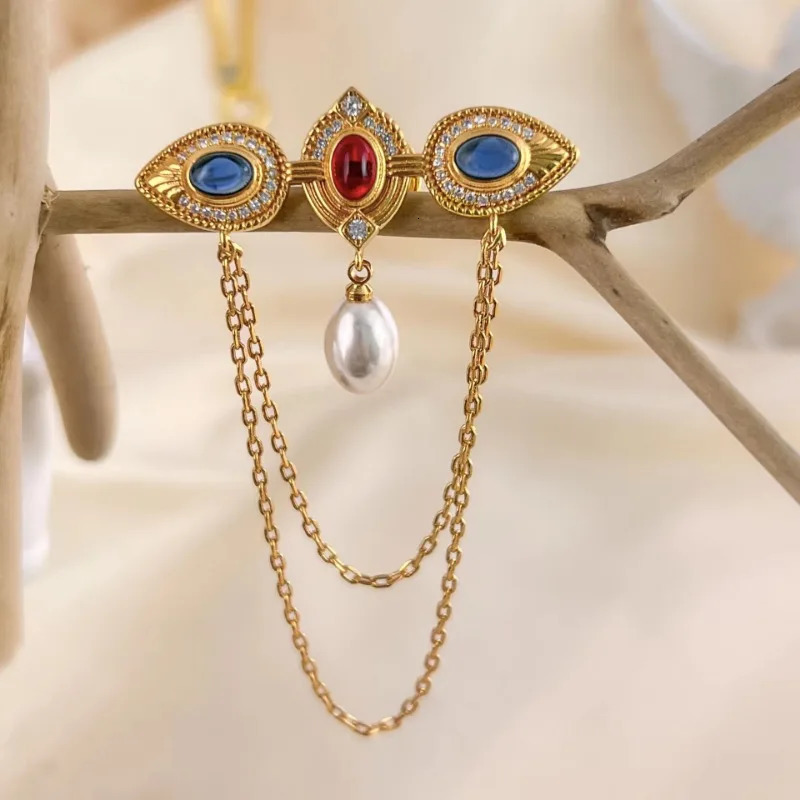 in original pearl brooches for women high-end vintage style elegant broche tassel wedding fine jewelry 250712