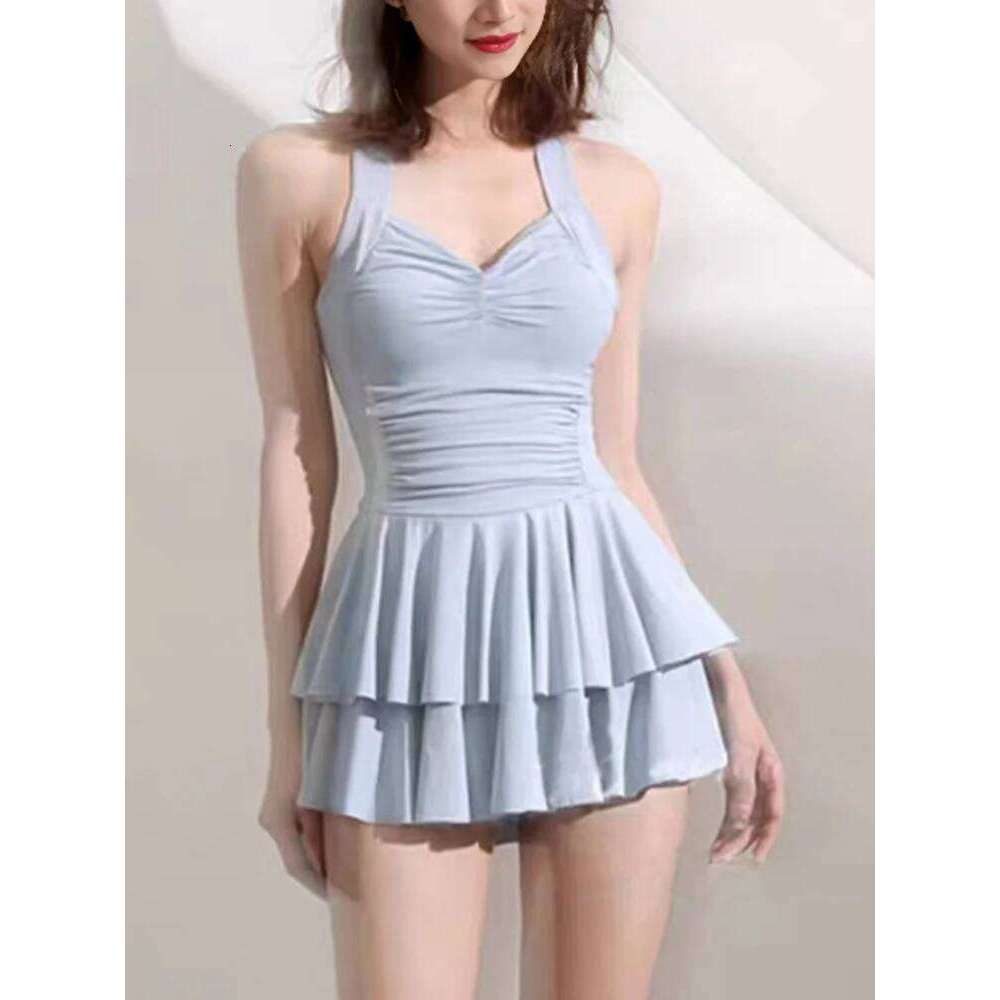 OIINAA One Piece Swimsuit Women Backless Solid Beach Dress Ruffled Mesh White Cover-Ups Summer 2025 New Sexy Hot Spring Swimwear