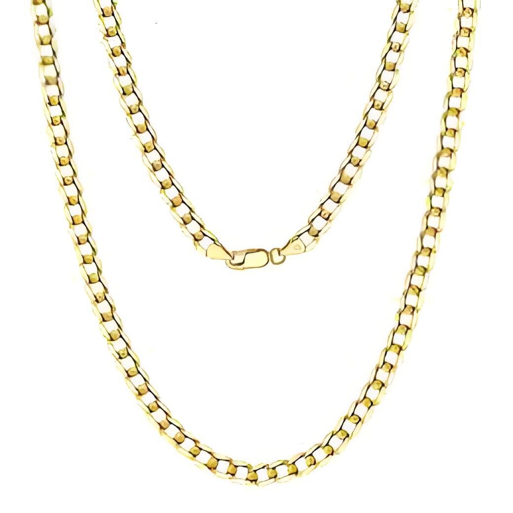 Rinntin Gold Over Sterling Sier 3mm/5mm Italian Dia Cut Cuban Link Curb Chain Necklace for Women Men Jewelry SC60 Good quality