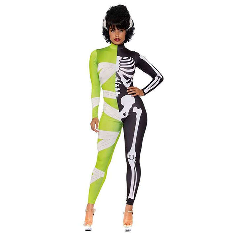 Skeleton Day Of The Dead Unisex Tight-Fitting Role-Playing 3D Digital Printed Jumpsuit Halloween Cosplay B5