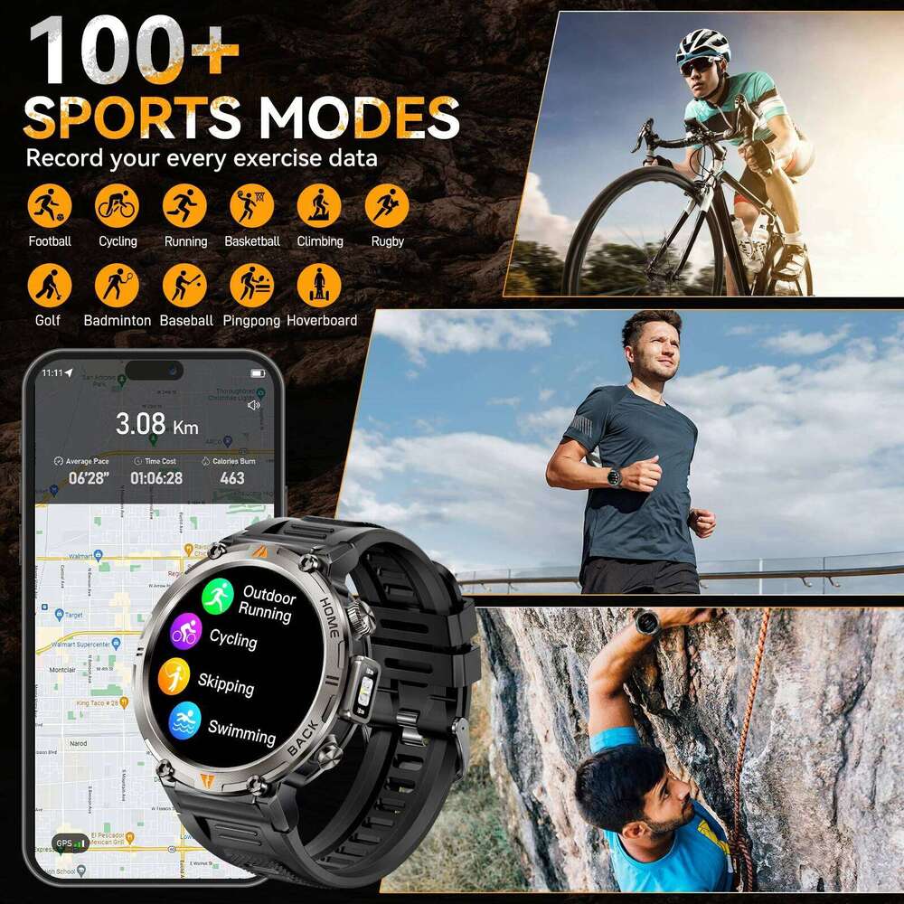 EIGIIS KE3 Smart Watch 3ATM Waterproof Original Design For Men Bluetooth Call Health Monitor With Flashlight 100+ Sports Modes free shipping