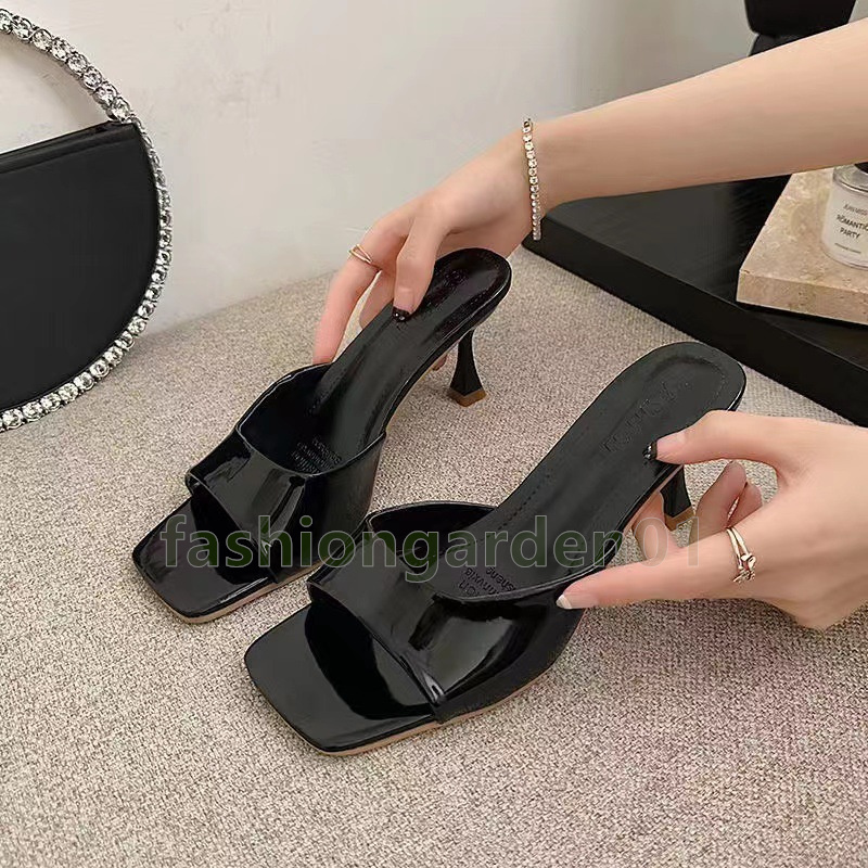 designer womens sandals luxury mid high heels sandal fashion exquisite patent leather summer casual daily comfort adult sandale size 35-42