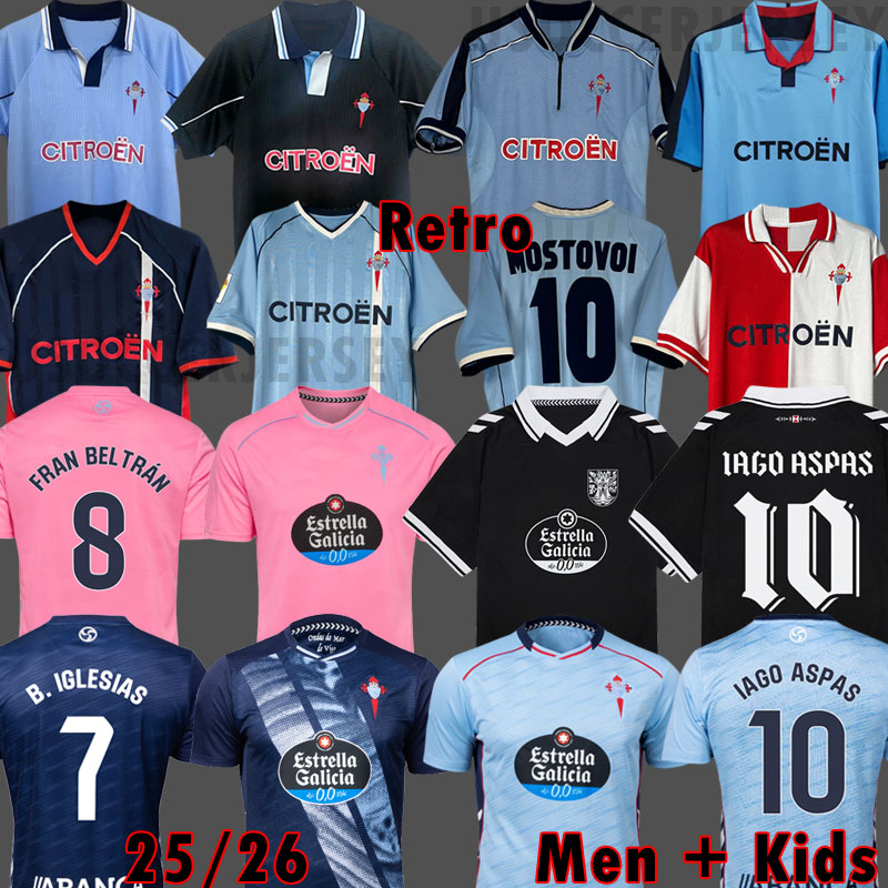 2025 2026 RC Celtas Vigos Soccer Jerseys Vintage Oliveira Dos Cen Anos IAGO ASPAS 25 26 MOSTOVOI 1997 98 99 Classic football shirt 2001 03 Retro Celtas de Vigos kits 999