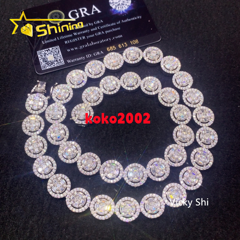 Hip Hop Jewelry Iced Out Cuban Link Necklace 13mm 925 Sterling Silver Moissanite Diamond Cuban Link Chain