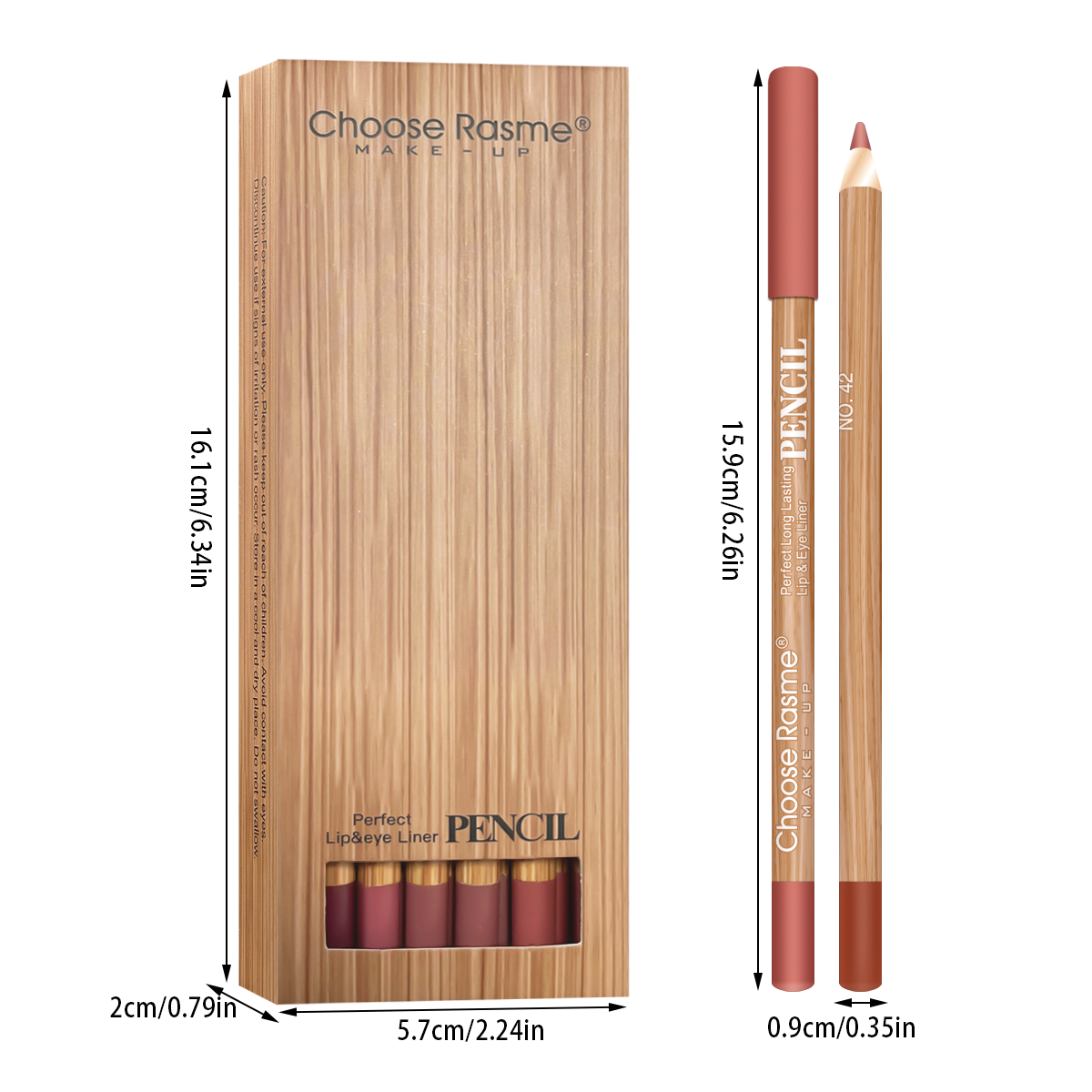 Choose Rasme 12PCS 15CM Woodgrain Lip Liner Pencils Set - Matte Long Lasting Waterproof Lipstick Outline Makeup Tools