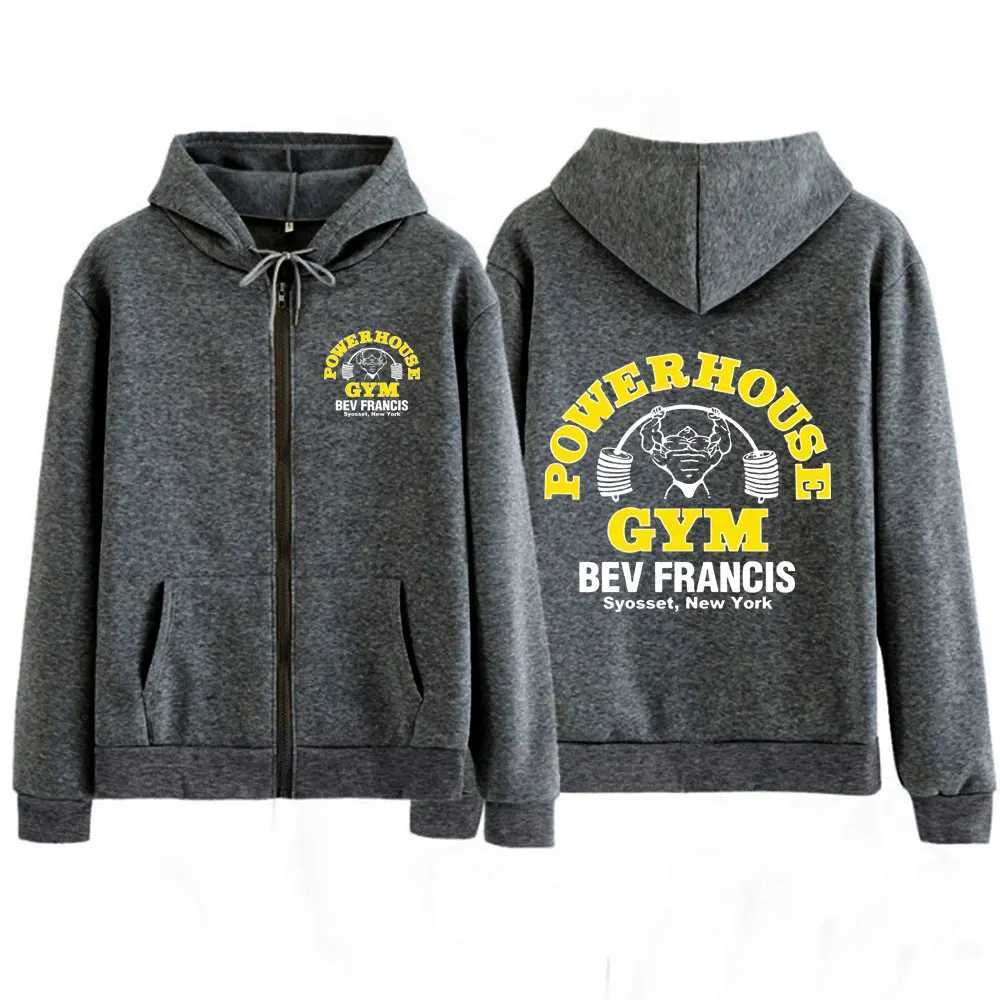 Gym Graphic Hoodie Olympia Fitness Weightlifting Exercise Hip-Hop Zip Up Sweatshirt Men Women Harajuku Zipper Hoodies X2507181