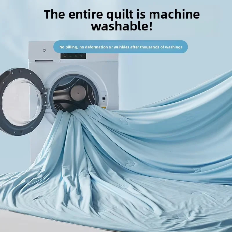 Air Conditioning Quilt for Summer Pure Color Ice Silk Cooling Blanket Lightweight and Soft Cold Quilt for Double/King Size 250717