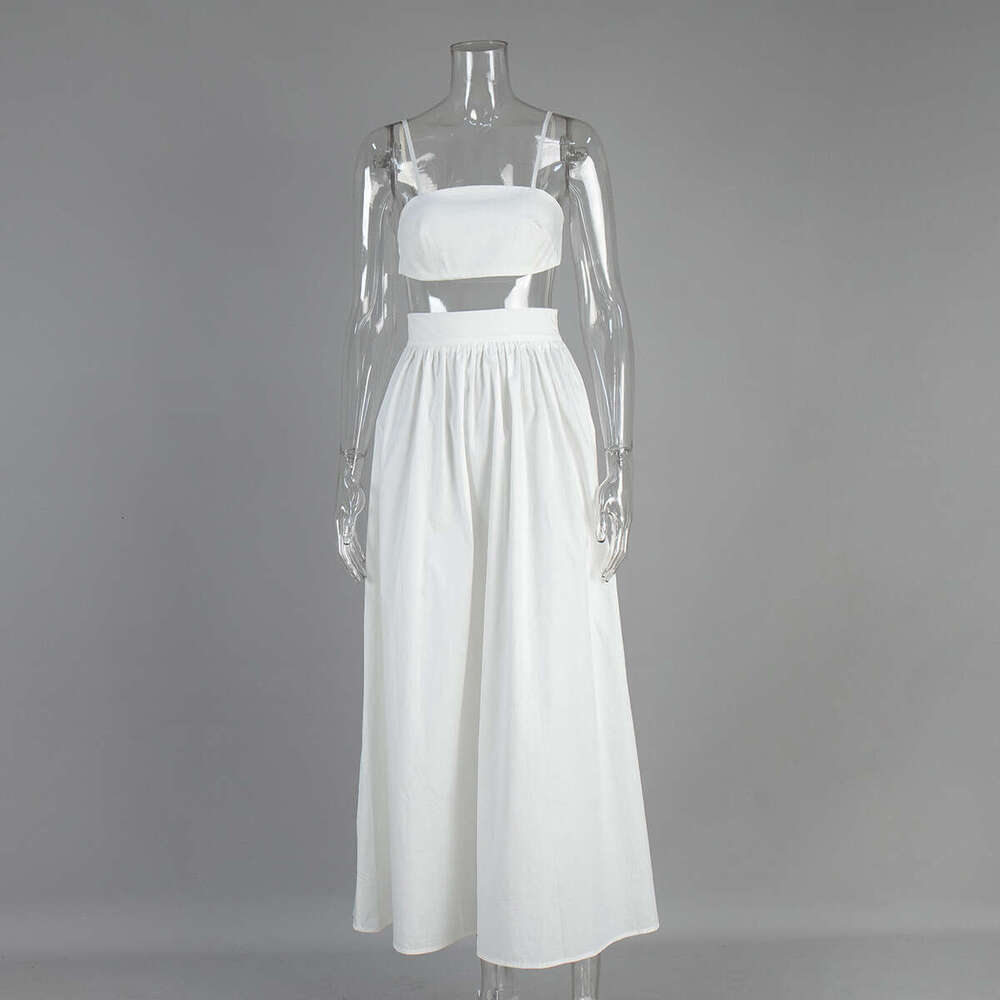 Pure Cotton Camisole Half Spring Summer New Sexy Underwear Long Skirt Set B5