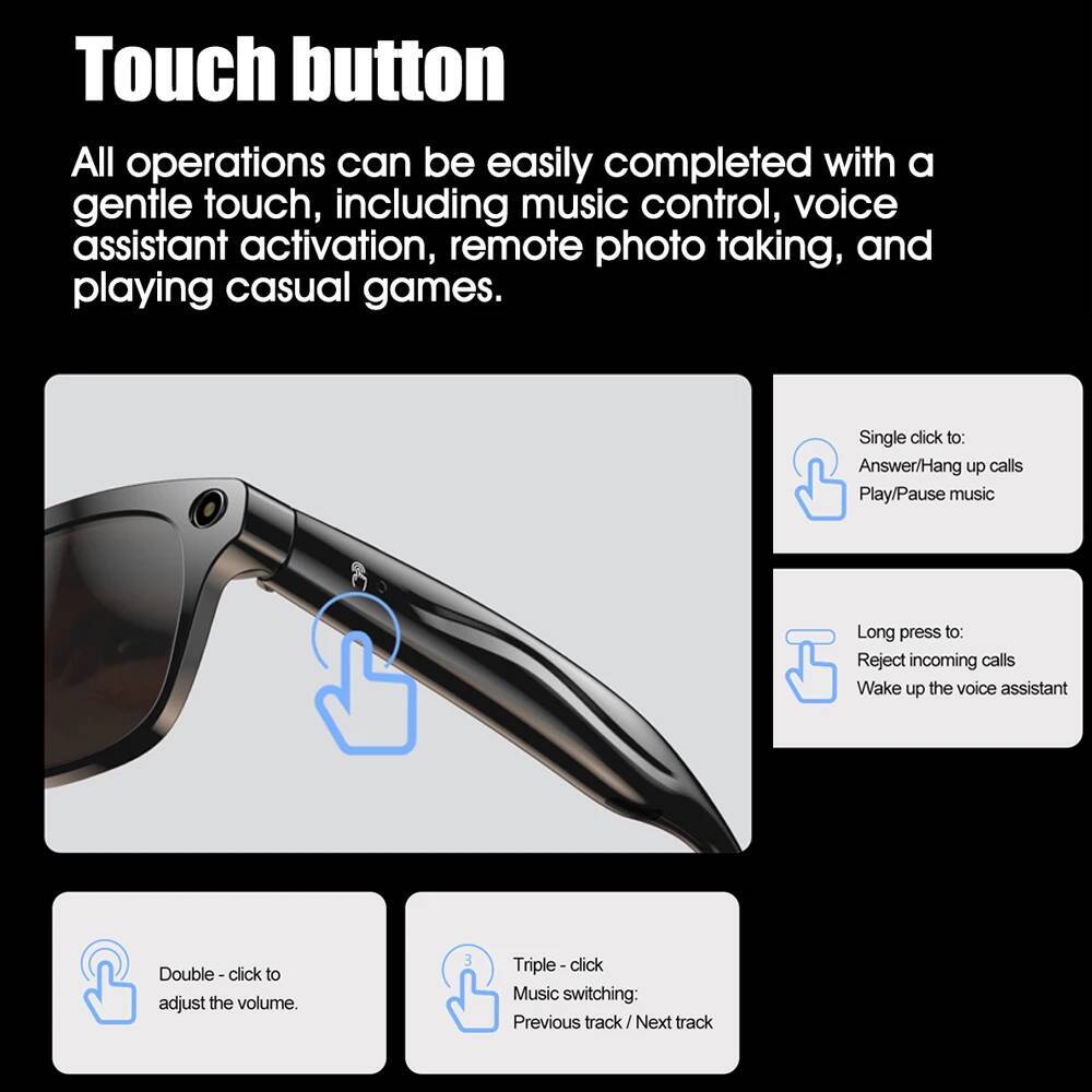 2025 New Smart Glasses 1920*1080 HD Camera Assistant Video Voice Player Bluetooth Call SmartGlasses Men Women