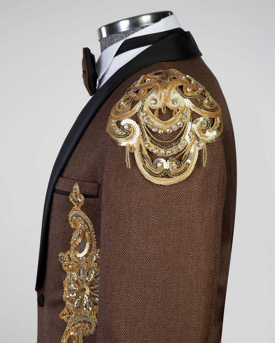 Customized 1 Pieces Men Blazers Shawl Lapel Appliques Crystal Beading Groom Wedding Party Tuxedos Male Formal Homme