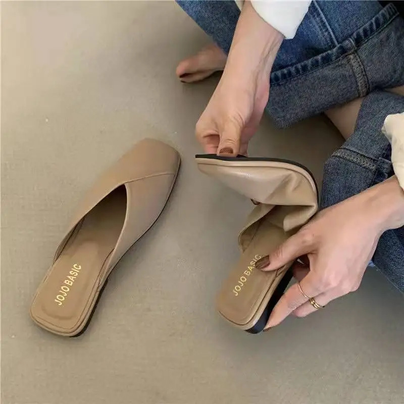 er Comfortable Womens Mules Shoes Slippers Elegant Sandals Woman Fashion With Chic Point Leather Summer Low 250717