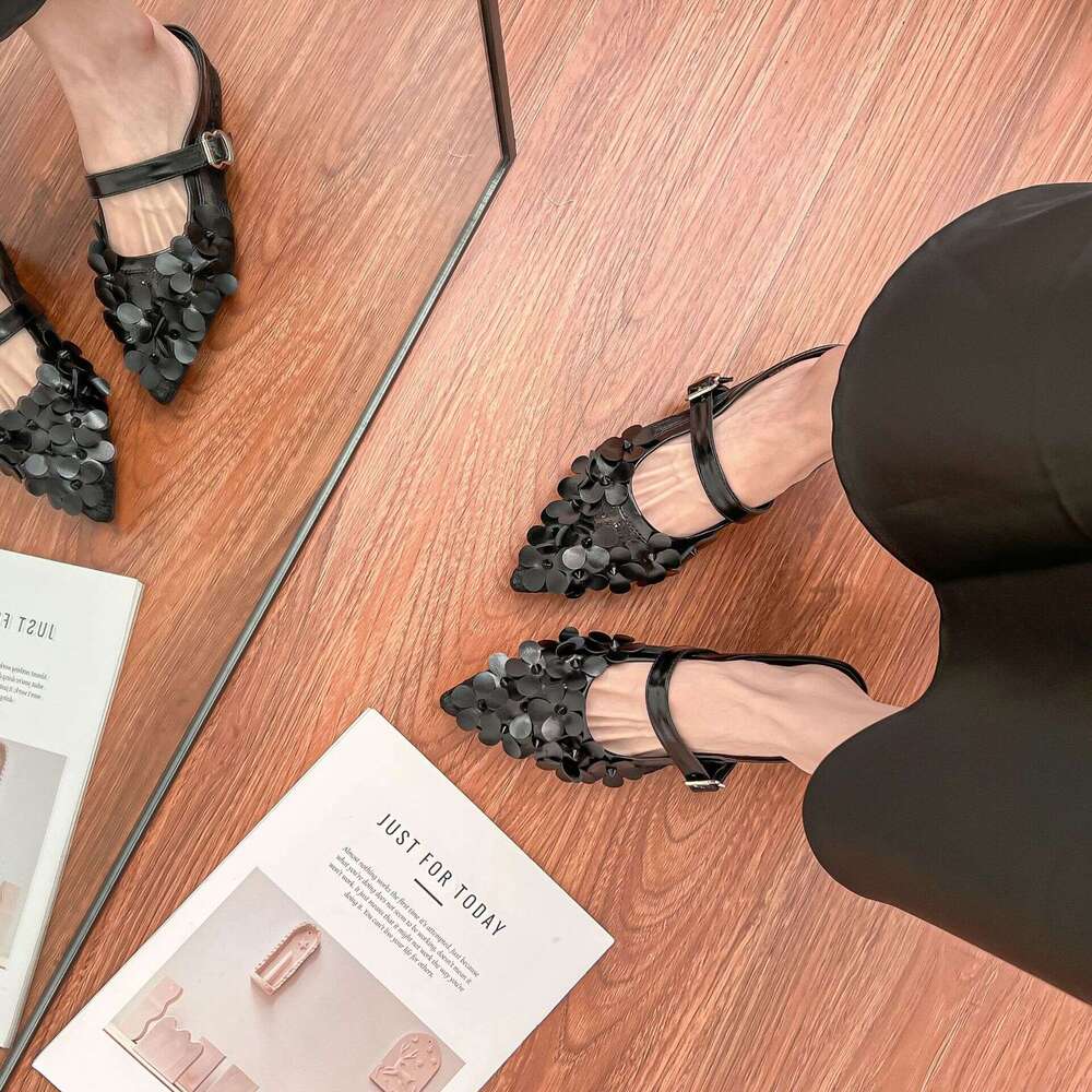 Designer Elegant Single Shoes Women, Backless, Hidden Wedge, Niche Women's Shoes, Fashionable Pointed Toe Mules, Versatile for Women