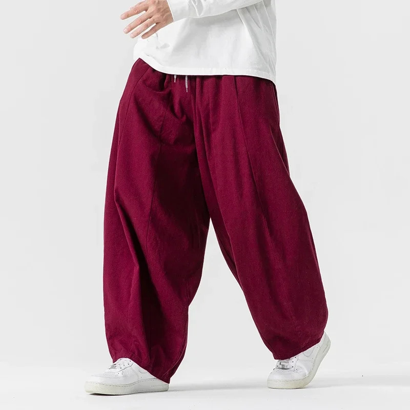Men Casual Pants Fall Japanese Styles Loose Vintage Warm Mens Lantern Pants Male Oversize Fashion Wide Leg Trousers Streetwear 250715