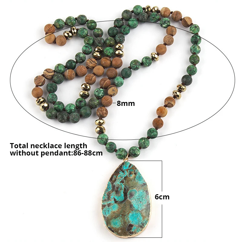 Fashion Boho Jewelry Africa Turquoise Natural Stones With Semi Drop Pendant Women Bohemia Necklace Gift 250712