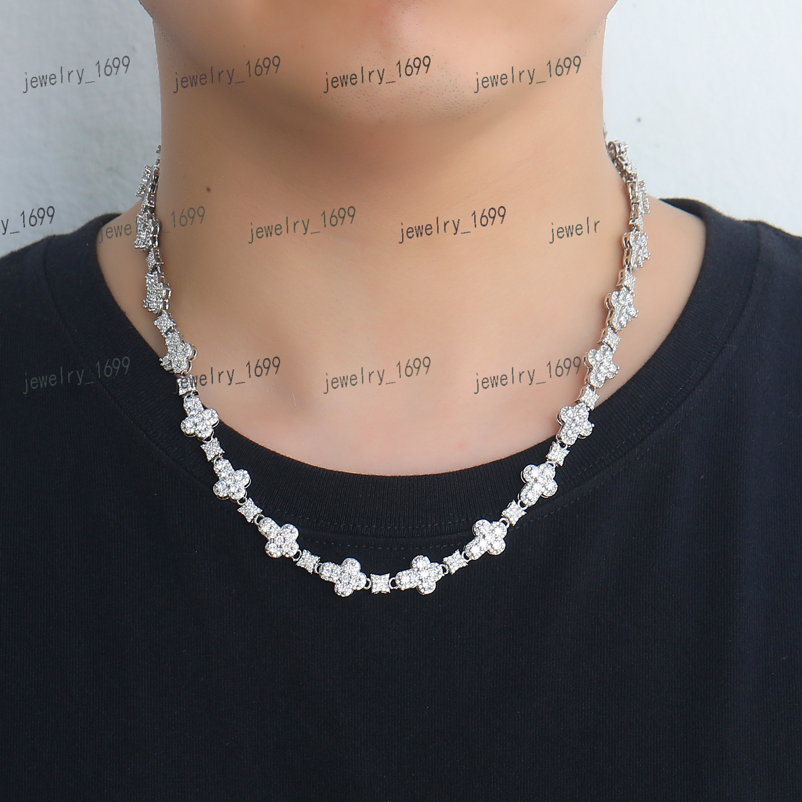 Hip-hop Jewelry 10mm Cross Star Necklace for Women HighGrade Clavicle Chain for Men Christian Religious Accessory