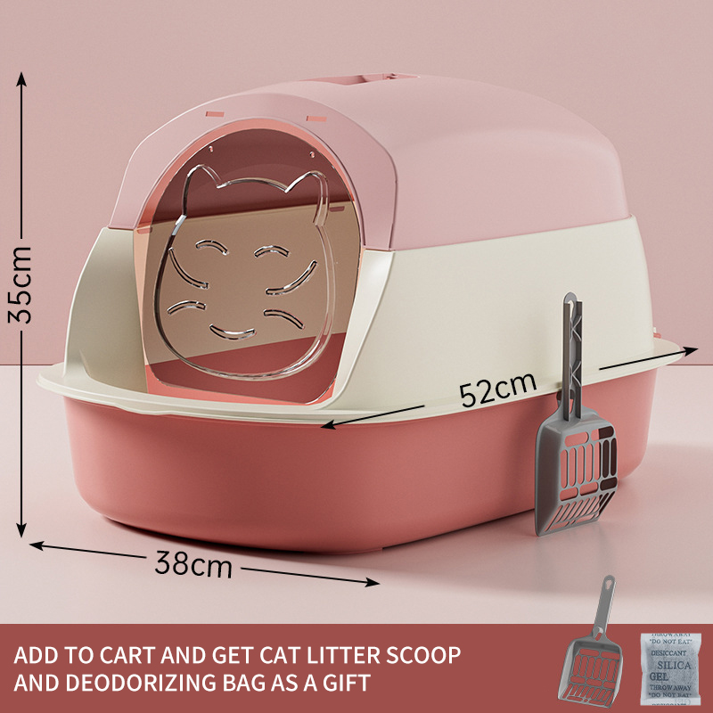 Cat litter box disinfection, odor prevention, fully enclosed cat toilet box splash prevention, preferred large three-layer fully enclosed design